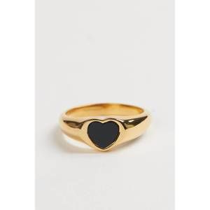 NEW BAZOU heart ring in gold/black
